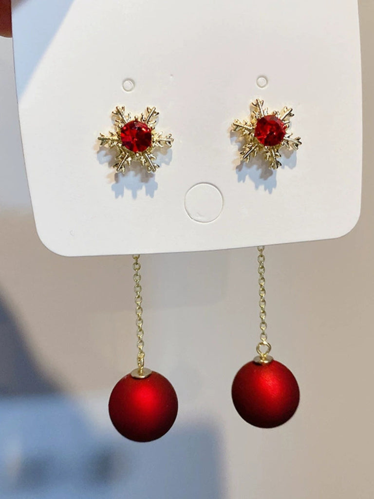 Rot Weihnachten Schneeflocken & Bälle Ohrringe