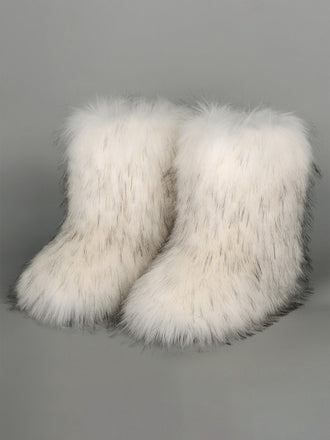 Vintage Kunstpelz Winter Schneestiefel