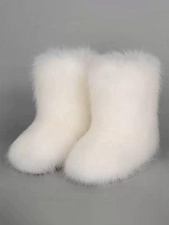 Vintage Kunstpelz Winter Schneestiefel