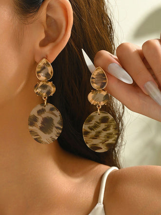 Vintage Leopard Drucken Tropfen Ohrringe