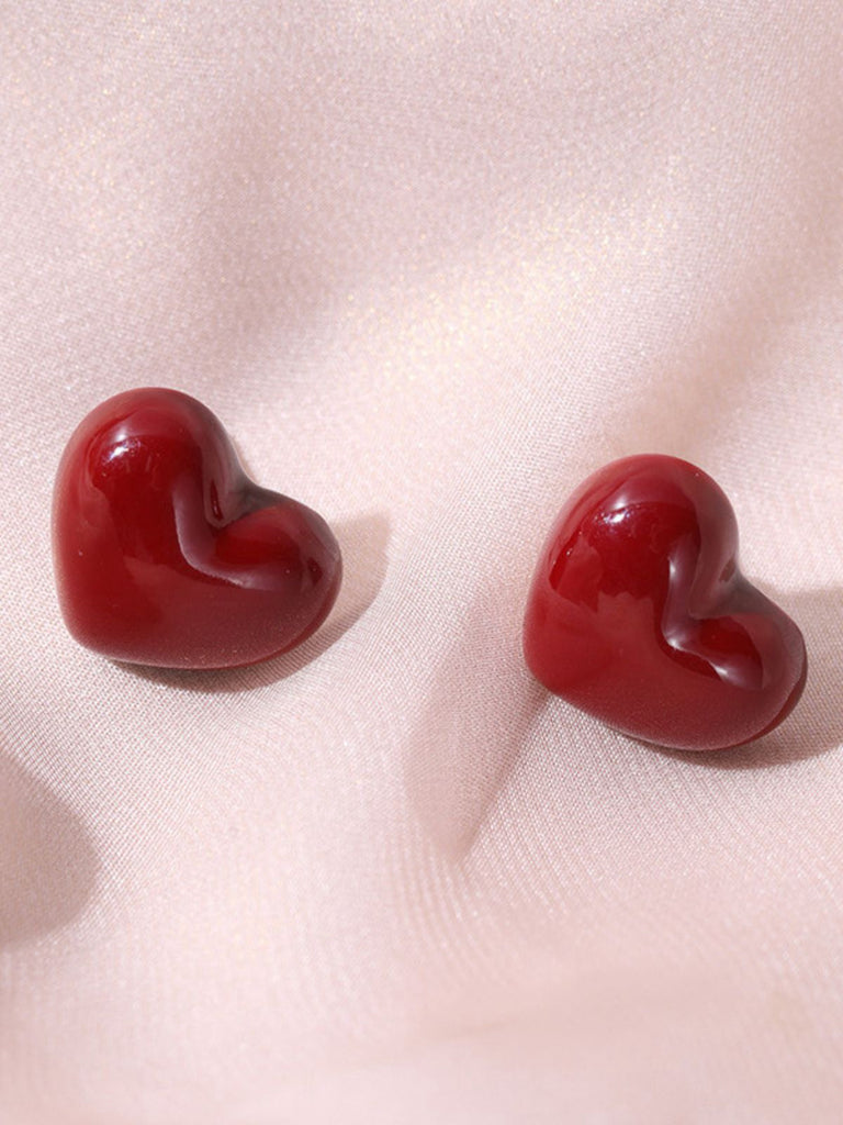 Rot Valentinstag Herz Stecker Ohrringe