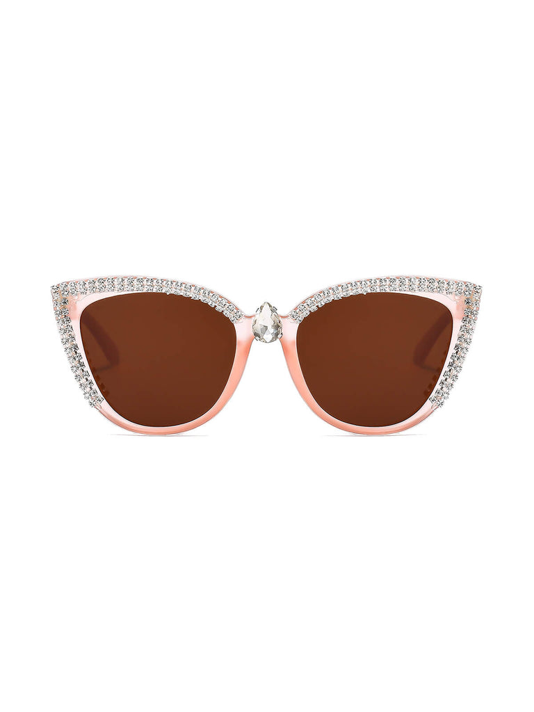 Vintage Strassbesetzte Cat-Eye Sonnenbrille