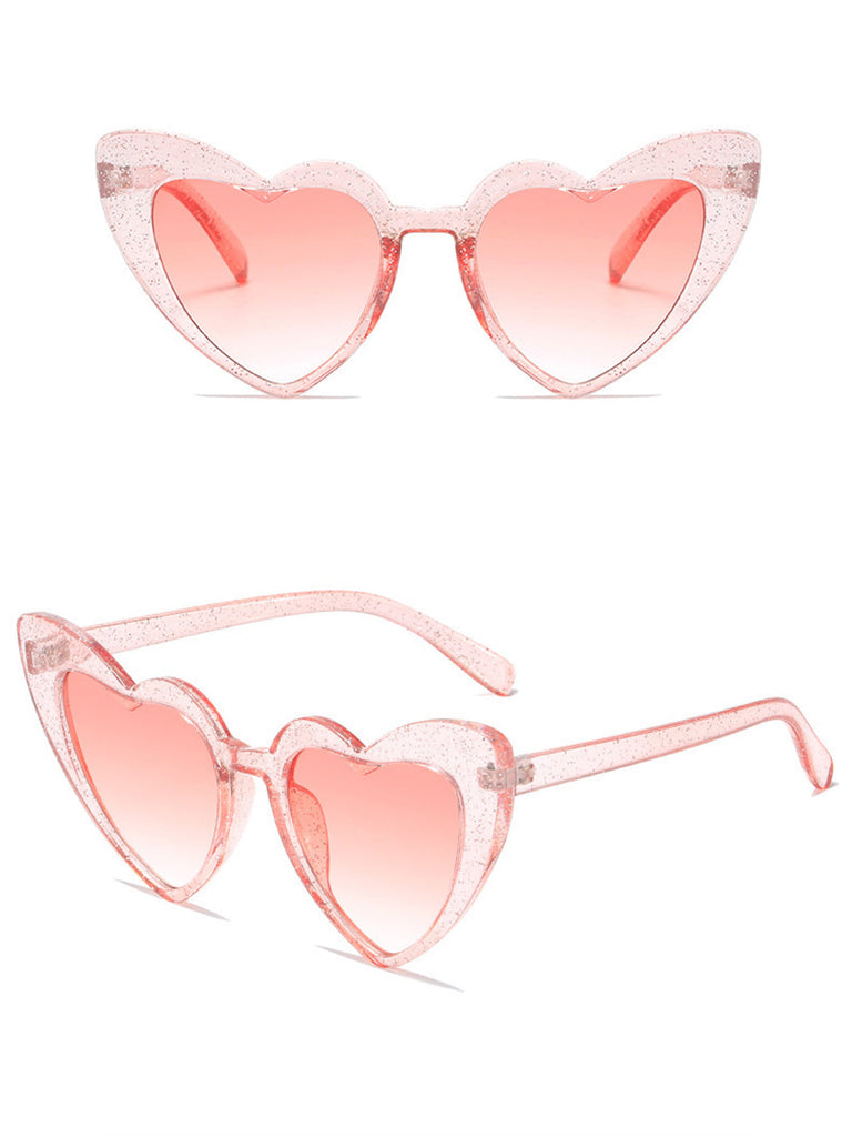 Retro Rosa Herz Sonnenbrille mit Rahmen