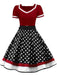 [Vorverkauf] Weinrot 1950er Punkt Druck Patchwork Kleid