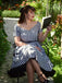 Schwarz 1950er Plaid Schulterfrei V-Ausschnitt Swing Kleid