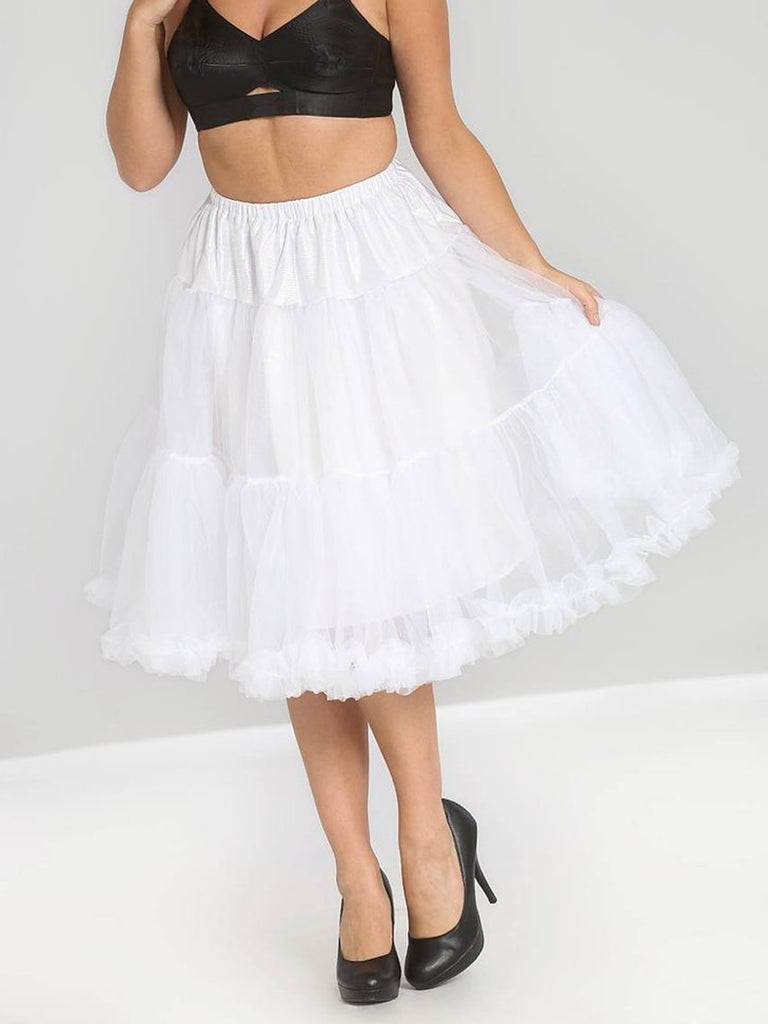 Weiß 1950er Rüsche Petticoat Unterrock
