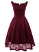 Weinrot 1950er Spitze Blumen Swing Kleid