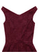 Weinrot 1950er Spitze Blumen Swing Kleid