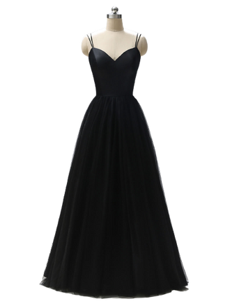 SPAGHETTI-TRÄGER BRAUTJUNGFER MAXI KLEID