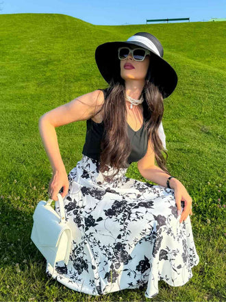 WEIß 1950ER BLUMENDRUCKEN GROßE GRÖßE KLEID