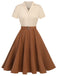 1950ER Patchwork V-Ausschnitt Kurzarm Swing Kleid