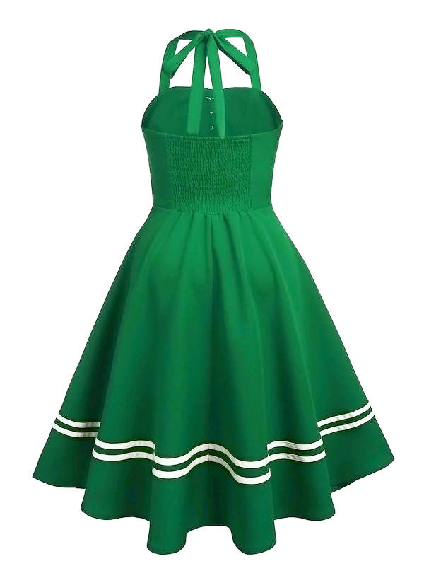 [Vorverkauf] Grün 1950er Neckholder Rockabily Swing Kleid