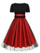 [Vorverkauf] Rot & Schwarz 1950er Patchwork Polka Dots Swing Kleid