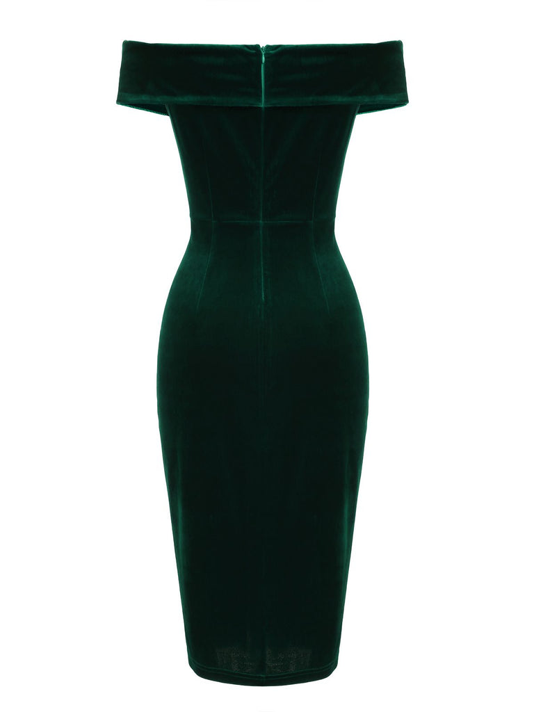 WEINROT SCHULTERFREI PENCIL KLEID