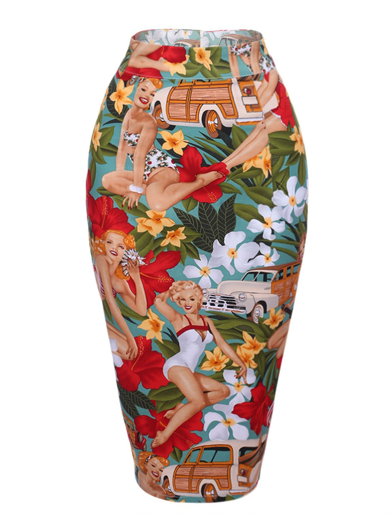 [Vorverkauf] 2PCS 1960er Retro Damen Kurz Top & Bleistift Rock