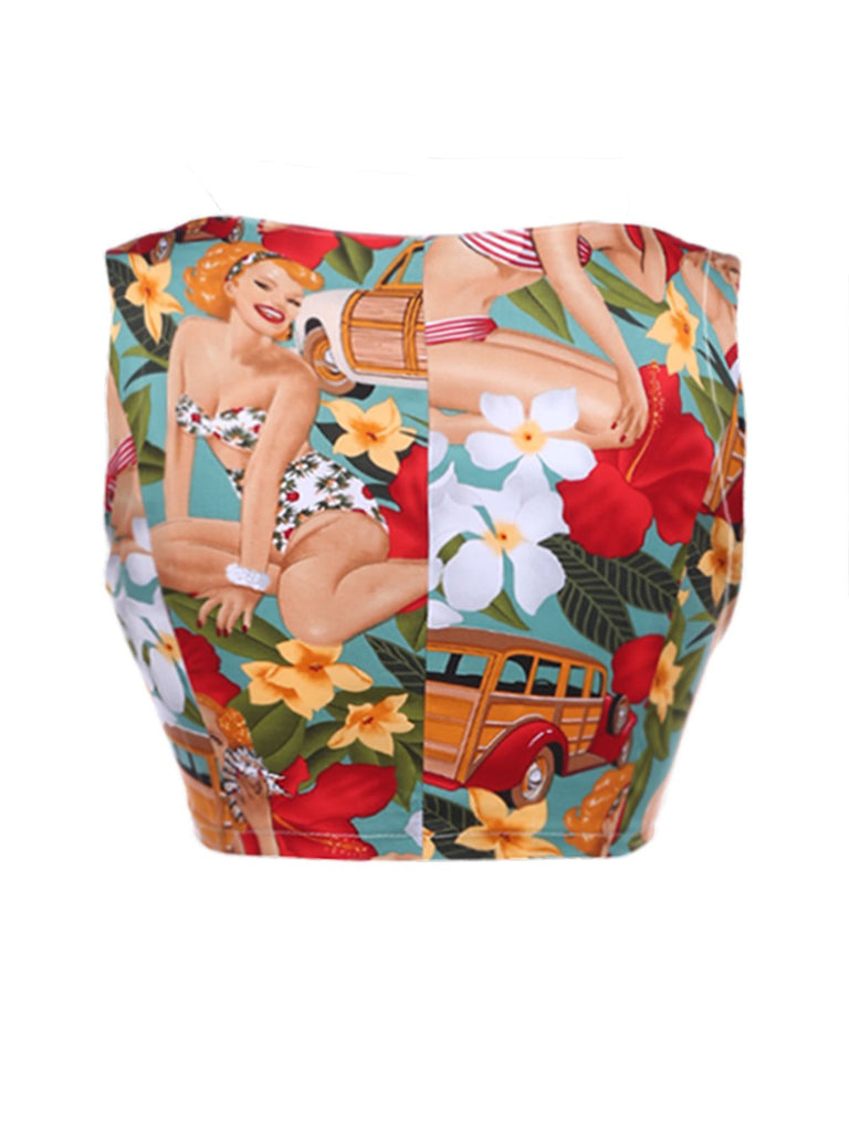 [Vorverkauf] 2PCS 1960er Retro Damen Kurz Top & Bleistift Rock