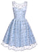 [Vorverkauf] Blau 1950er Spitze Blumen Swing Kleid