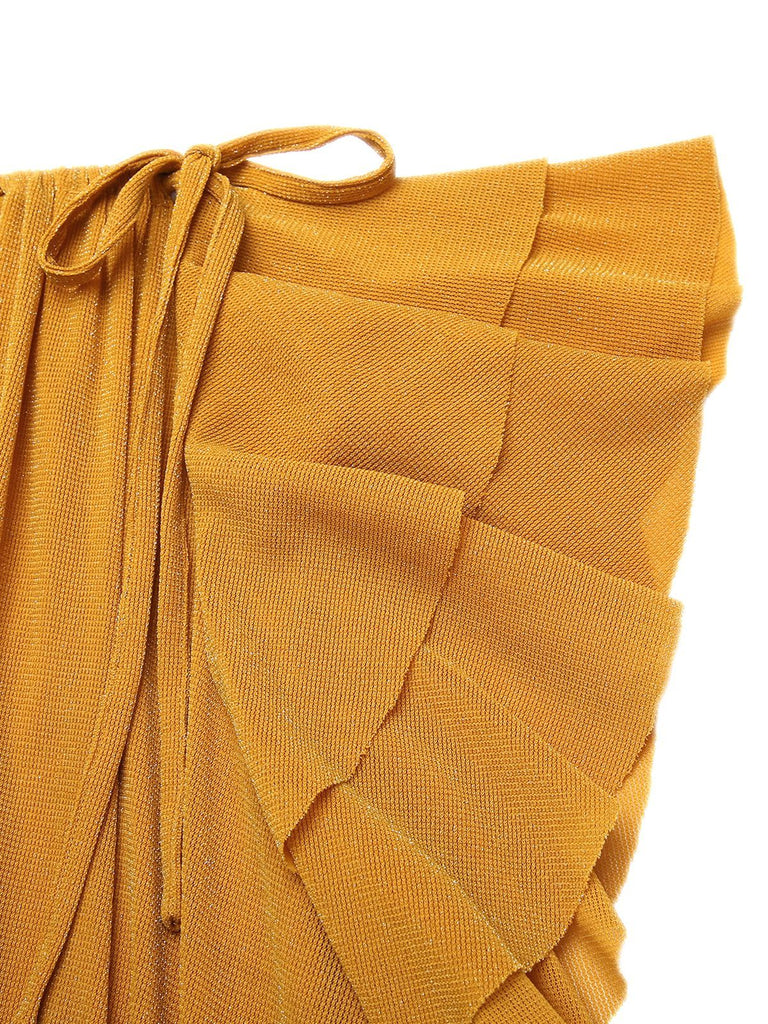 [Vorverkauf] Gelb 1930er Rüsche Schnürschuh Fischschwanz Kleid
