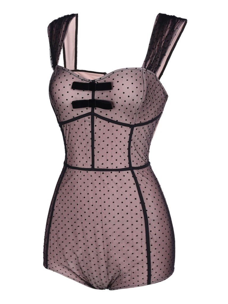 2PCS DUNKLEROSA 1950ER POLKA DOTS SPITZENKLEID