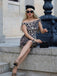 SCHULTERFREIES LEOPAR BLEISTIFT KLEID