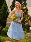 Himmelblau 1950er Tupfen Trägern Swing Kleid