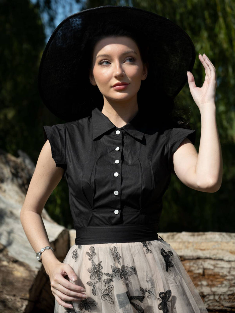 1950ER SCHWARZES SCHMETTERLINGS PATCHWORK KLEID