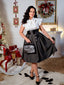 1950ER WEISS&GRAU SCHNÜRUNG SWING KLEID