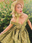 1950ER GRÜNES SCHULTERFREIES VINTAGE Schmetterling KLEID