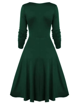 Grün 1950er Spitze Patchwork Swing Kleid