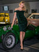 Grün 1960er Pailletten Schulterfrei Bleistift Kleid
