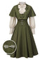 [Vorverkauf] 2PCS Grün 1950er Viktorianisch Bogen Tie Kleid & Kurzes Cape