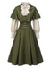 [Vorverkauf] 2PCS Grün 1950er Viktorianisch Bogen Tie Kleid & Kurzes Cape
