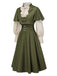 [Vorverkauf] 2PCS Grün 1950er Viktorianisch Bogen Tie Kleid & Kurzes Cape