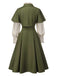 [Vorverkauf] 2PCS Grün 1950er Viktorianisch Bogen Tie Kleid & Kurzes Cape