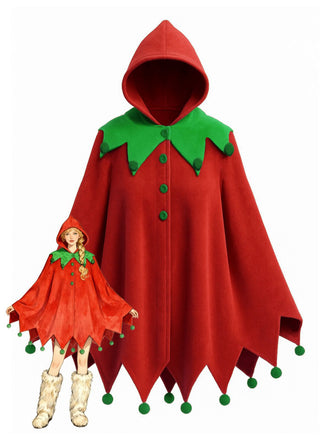 1950er Weihnachten Bommel Kapuzen Umhang