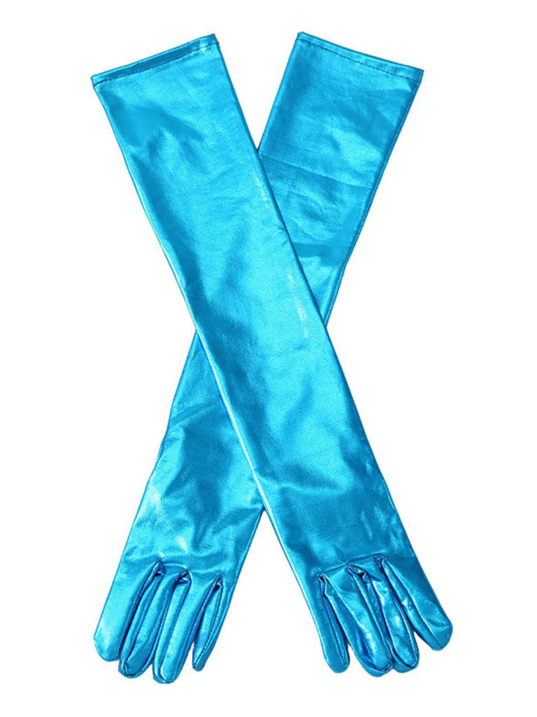 Gold Lack Leder Solide Voll Finger Handschuhe