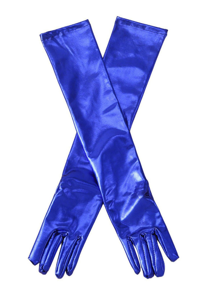 Gold Lack Leder Solide Voll Finger Handschuhe