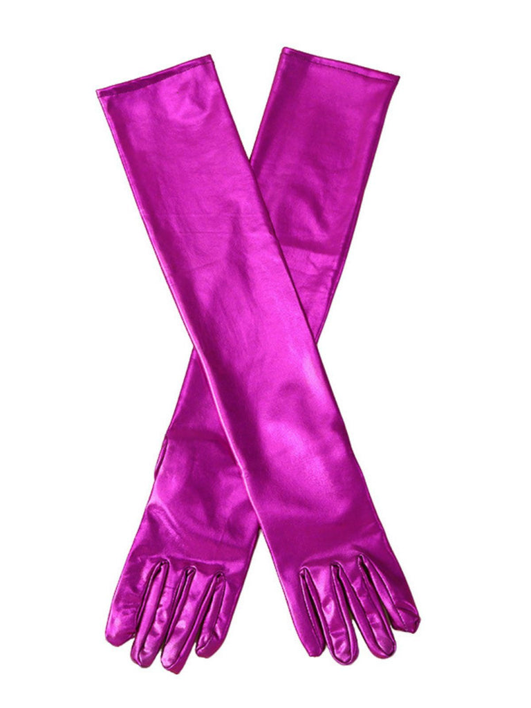 Gold Lack Leder Solide Voll Finger Handschuhe