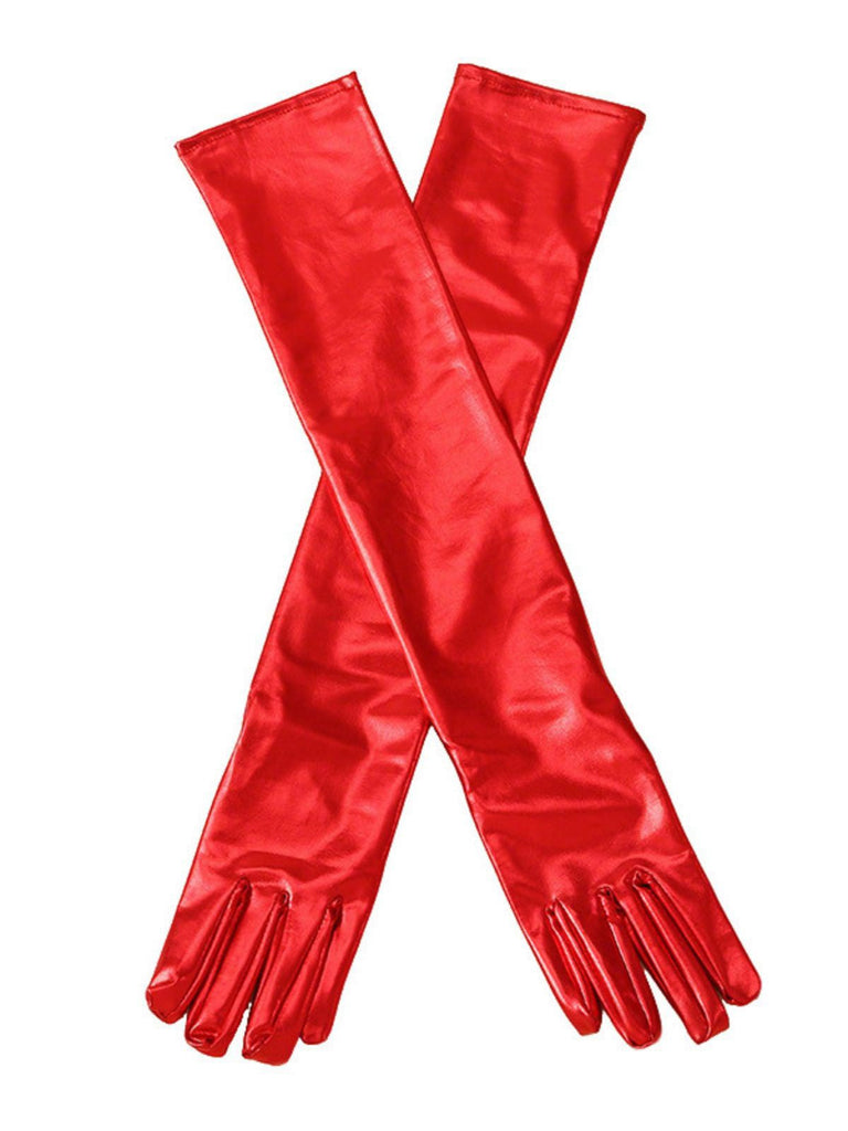 Gold Lack Leder Solide Voll Finger Handschuhe