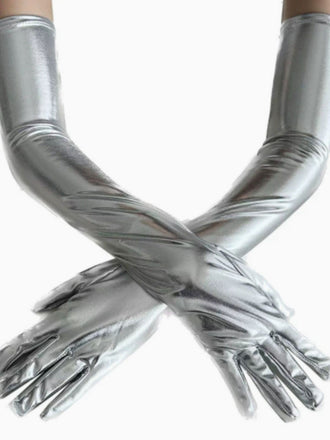 Lack Leder Solide Voll Finger Handschuhe