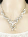 Weiß Perle Strass Blätter Halskette & Ohrring Set
