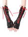 Schwarz Gothic Party Schnürung Hälfte Finger Handschuhe
