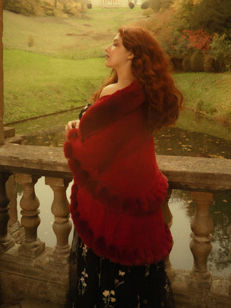 1950er Pelzkragen Doppelschicht Umhangschal