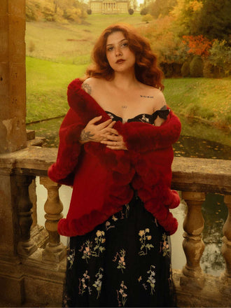 1950er Pelzkragen Doppelschicht Umhangschal