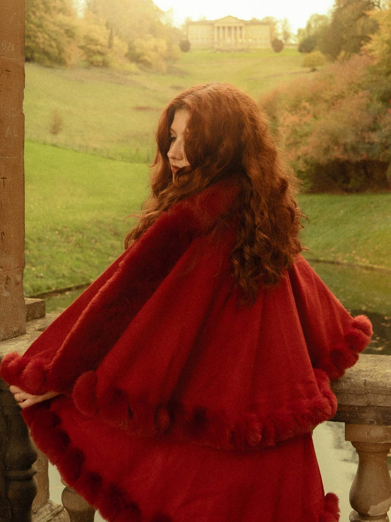 1950er Pelzkragen Doppelschicht Umhangschal