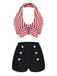 Rot 1950er Retro Halter Streifen Bikini Set