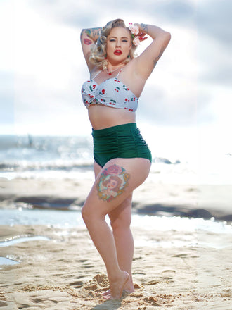 2PCS 1950s Cherry Halter Bikini Set