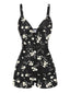 Schwarz & Weiß 1940er Blumen Boxer Träger Badeanzug