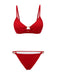 [Vorverkauf] Rot 1960er Glitzer Ring Träger Bikini Set