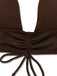 Braun 1950er Solide Tief V-Ausschnitt Halfter Bikini Set